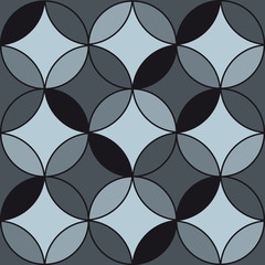 Seamless reometric pattern with circles, black, gray colors