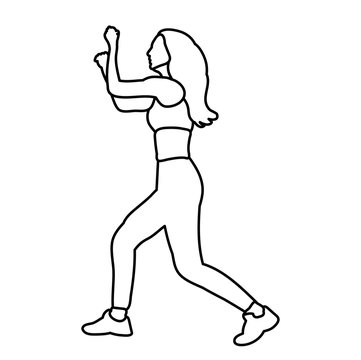  isolated sketch of a girl, a woman dances on a white background