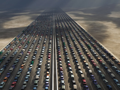 Rows Of Cars In A Traffic Jam