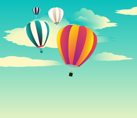 Fototapeta premium four hot air balloon flying in blue sky