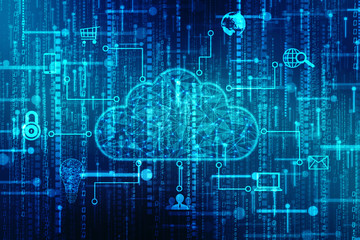 Fototapeta premium 2d rendering Cloud computing, Cloud Computing Concept