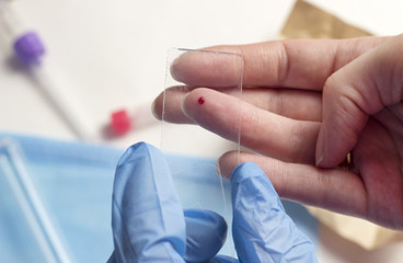 .Blood sampling from the finger, close-up, hand, blood