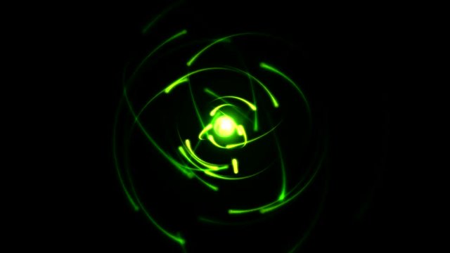 Atomic Science Rotating Particle Electron Animation - Seamless Loop Green