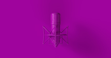 Purple Vintage Microphone 3d illustration	