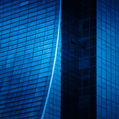 Obraz premium full frame of modern glass building,blue toned.