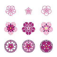 Pink stylized flower icon logo collection