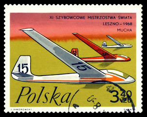 Postage stamp.  Gliders Flies.