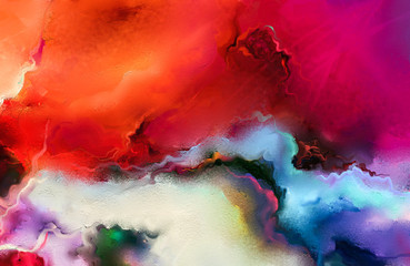 Abstrakcjonistyczny kolorowy obraz olejny na brezentowej teksturze. - 199256789