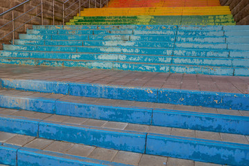 Stairs painted in rainbow colors