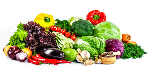 Fresh vegetables isolated on a white background.