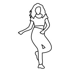 isolated sketch of a girl dancing