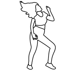 Fototapeta na wymiar vector, isolated sketch of a girl dancing