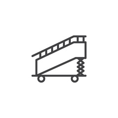 Aircraft stairs outline icon. linear style sign for mobile concept and web design. Boarding ramp simple line vector icon. Symbol, logo illustration. Pixel perfect vector graphics