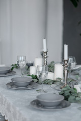 Table decoration, plates on the table