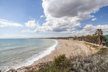 Fototapeta na wymiar Mediterranean beach in Creixell,Costa Dorada,Catalonia,Spain.