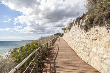 Fototapeta na wymiar Footpath, Cami de Ronda close to Mediterranean sea in Roda de Bera, Costa Dorada, Catalonia, Spain.