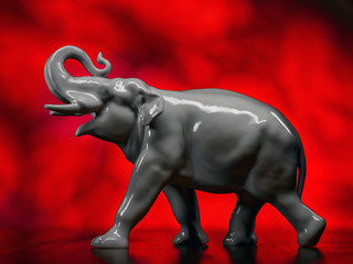 Elephant on African sunset background