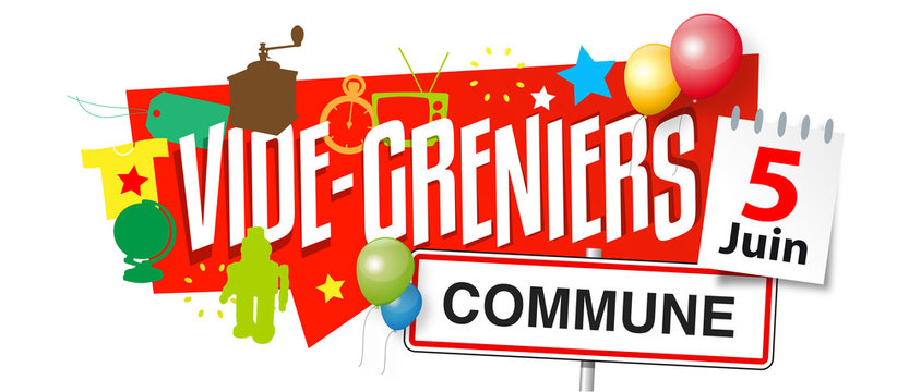 Vide-greniers (avec date et nom commune personnalisables)