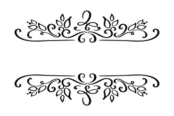 Hand drawn border flourish separator Calligraphy designer elements. Vector vintage wedding illustration Isolated on white background