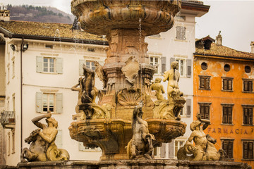 30 march 2018. Trento, Italy. The Late Baroque  Fountain of Neptune
