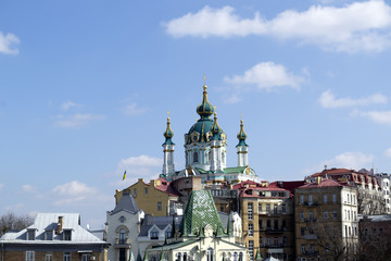 Fototapeta na wymiar St. Andrew's church, Kiev, Ukraine. Historical building in baroque style.