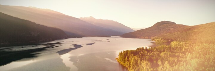 River passing through forest and mountains