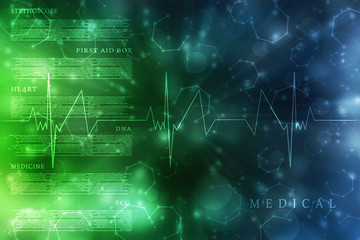 Heart with cardiogram - 2D illustration
