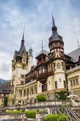 Towers of he Peles castle in Sinaia, Romania