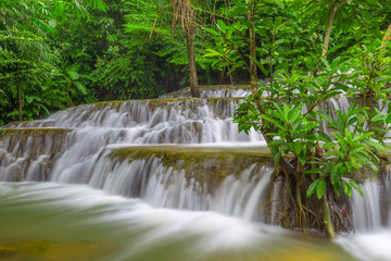 Noppiboon waterfall in Tropical Rain Forest at  Sangkhlaburi , Kanchanaburi Province, Thailand