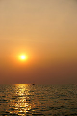 Sunset on Tonle Sap River, Cambodia