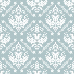 Fototapeta na wymiar Damask classic white pattern. Seamless abstract background with repeating elements. Orient background