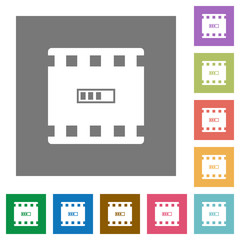 Movie processing square flat icons