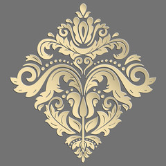 Oriental glden pattern with arabesques and floral elements. Traditional classic ornament. Vintage pattern with arabesques