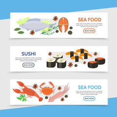Flat Natural Seafood Horizontal Banners