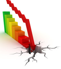 Concept illustration of financial crisis graphs crashing