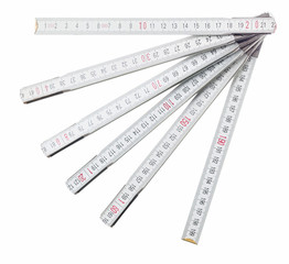 Construction wooden meter isolated on white