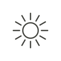 Sun icon vector. Line summer symbol.