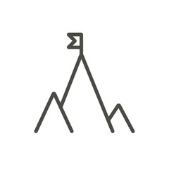 Mountain flag icon vector. Line success symbol.