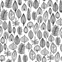 This seamless pattern of black and white autumn leaves will make a great endless background, textile, wrapping paper etc.