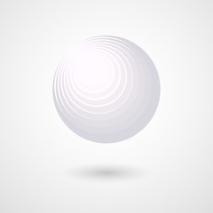 The three-dimensional white sphere Abstract design element Decorative futuristic 3D sphere ball circle in space A modern geometric circular volumetric object for design and creativity Vector
