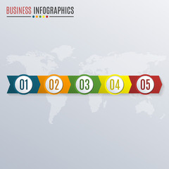 Infographics template with arrows. 5 steps, parts, levels or options. Workflow layout, flow chart concept. Vector illustration.