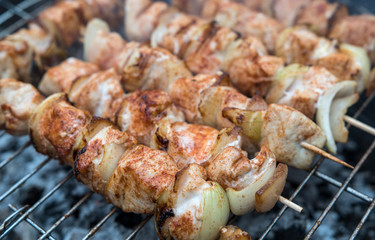 Fleischspieße mit Geflügelfleisch