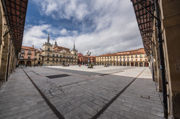 Naklejka premium Main square of Leon with the old town hall in the background