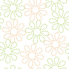 vector funny kids seamless pattern colored flowers