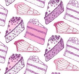 Pattern with hand drawn doodle dessert set