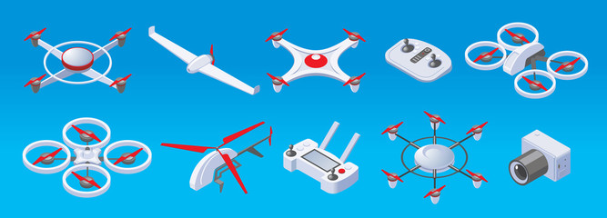 Isometric Modern Drones Set