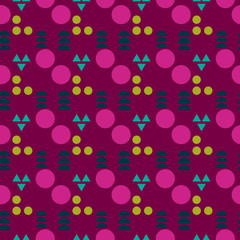Circle and triangle seamless texture with edgy shapes, irregular ornament