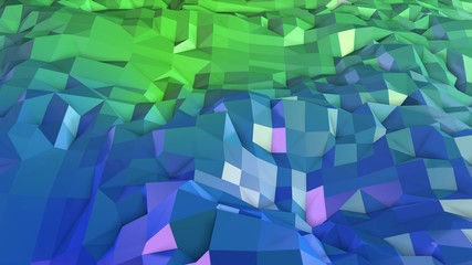 Low poly abstract background with modern gradient colors. Blue green 3d surface 6
