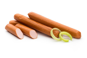 Fresh sausage isolated over white background.