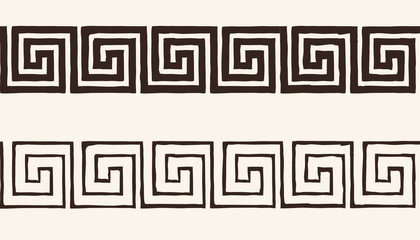 Ancient Greek goddess Artemis with a bow and arrows is in the tunic and two dogs. Drawing isolated on beige background.